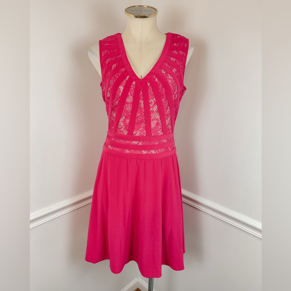 ADRIANNA PAPELL Sleeveless Pink Lace Dress | Size 4